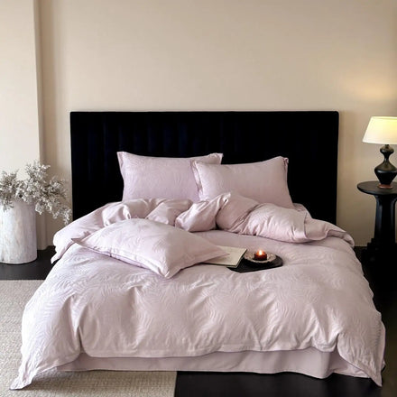 Pink Floral Jacquard Home Textiles 100% Cotton Queen Size Duvet Cover Pillowcase Flat Sheet Bedding Set Supplier