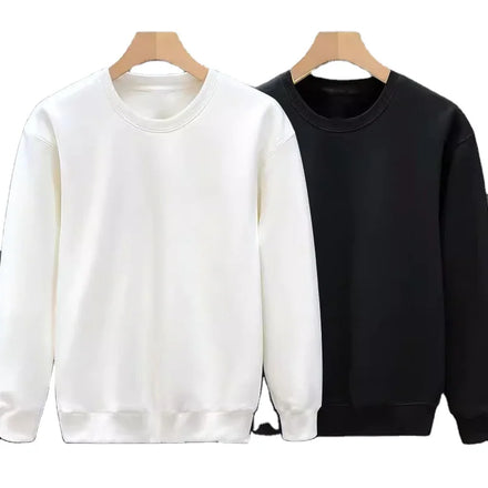 OEM custom logo embroidery printed design loose round neck solid color long sleeve spring and autumn sweatshirt