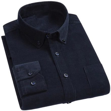 Oem Customized logo Design Men's Long Sleeve Casual Loose Plus Size Dad's Shirt Autumn Corduroy Shirt