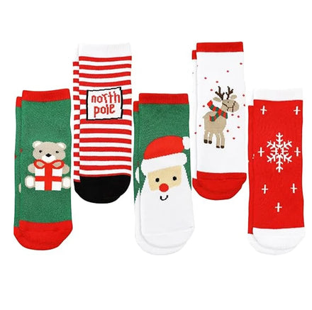 5 Pairs Christmas Socks Children Xmas Socks Crew Cotton Socks for 1-3/3-5/6-8/9-12 Children Toddlers Boys Girls