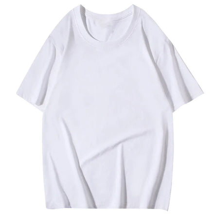 Oem customized 200g solid color cotton loose drop shoulder tshirt black and white large size men's short sleeved tshirt