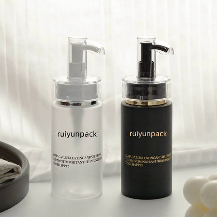 In Stock Luxury Black 100ml PET Plastic Cosmetics Skin Care Remover Oil Lotion Pump Bottle with Acrylic Cover