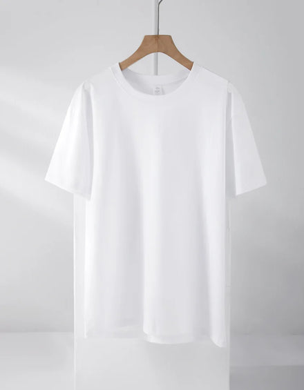 Oem customized 230g summer blank shirt pure cotton tshirt solid color bottoming short sleeve combed cotton round neck tshirt