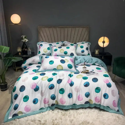 Hot Sale Green 60s Lyocell Fiber Printing Duvet Covers Bedsheets Bedding Set Supplier