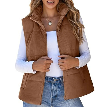 2026 for Ins European American Fashion Casual Cotton Coat for Women Autumn Winter Vest Corduroy Placket Zipper Knitted