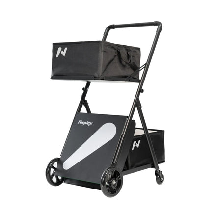 Portable Tennis Ball Cart Aluminum Alloy Oxford Cloth Cart Tennis Training Equipment Cart Foldable Coach Cart for Court