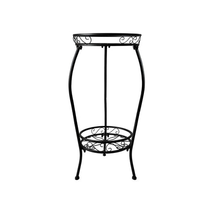 Modern Lightweight Iron Powder Coated 2-Tier Durable Plant Stand Metal Flower Rack for Indoor/Outdoor Home Garden Decoration