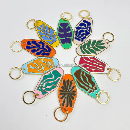 Metal Rectangle Zinc Alloy Custom Keychain Customized Print Design Logo Laser Engraving Steel Fashion Enamel Key Ring