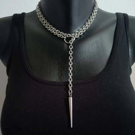 New Fashion Dark Gothic Style Exaggerated Gothic Bat and Open O-ring Ring Nail Pendant Anti-skid Chain Necklaces