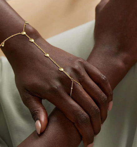 Fine Brass Jewelry Gold Plated Heart Shape Rings Bracelet 16+9+3cm Chain Link Bracelet Alloy