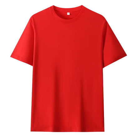 Oem customized 180g round neck tshirt for men and women solid color loose and comfortable versatile bottoming shirt for mens