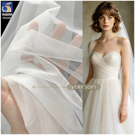 YX1046 High Quality and Cheap Soft White Nylon Tulle Fabric Knitted Mesh 20gsm Wedding Curtain Fabric Tulle Voile Fabrics