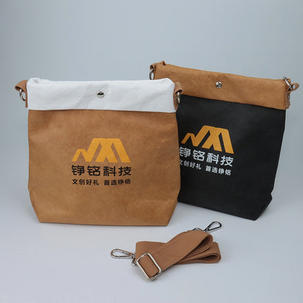 Customizable Single-Shoulder Waterproof Bucket Bag Fashionable Women's Tyvek Paper Design Promotional Dupont Pattern Bag