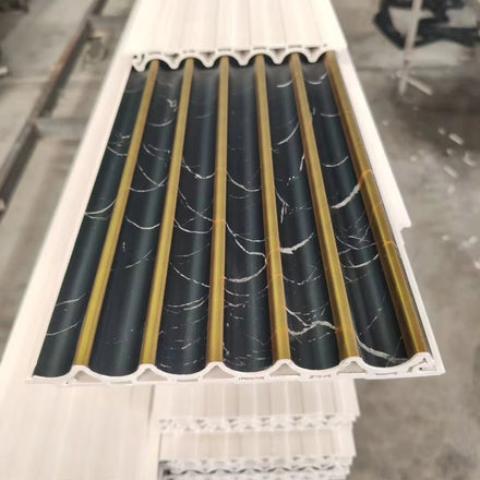 New Arrival Wholesale Factory Prices Golden Line Modern Wpc WPC Fluted Wall Panels Indoor Interior Home Decoration Fireproof