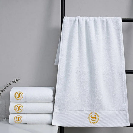 Custom 3pcs Luxury Hotel Towel Set 16S Spiral Satin Grade 100% Cotton Hotel Towel