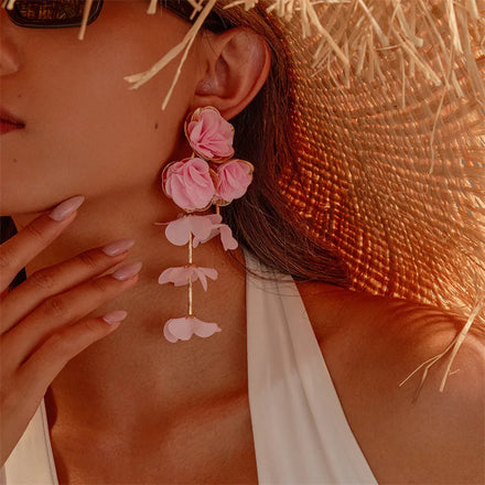 New Fashion Foreign Trade Blue Flower Mesh Sweet and Fresh Earrings for Women Jewelry