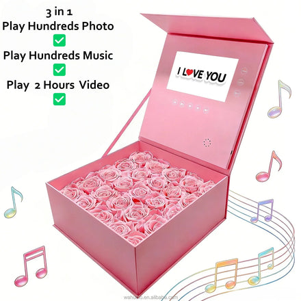 Premium Folding Gift Music Box for Present Girlfriend 25 Rose Box with Magnetic Closure Gift for Her