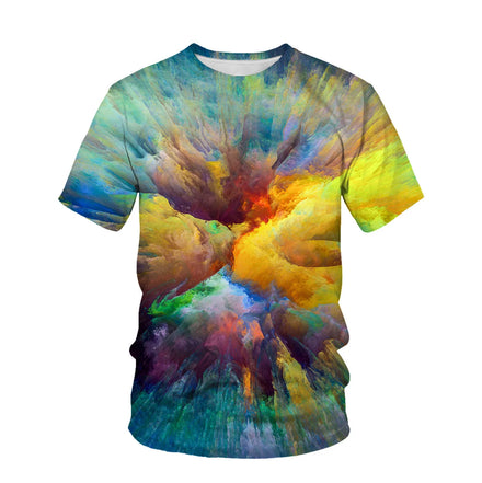 Oem customized new short tshirt hip hop elements 3d printing digital printing men and women casual short sleeve
