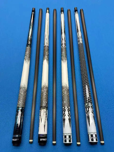 High-End 58-Inch 12.5mm Nine-Ball Pool Cue Stick 1/2 Real Carbon Fiber Light Weight Durable 2-PC Maple Butt Sleeve Steel