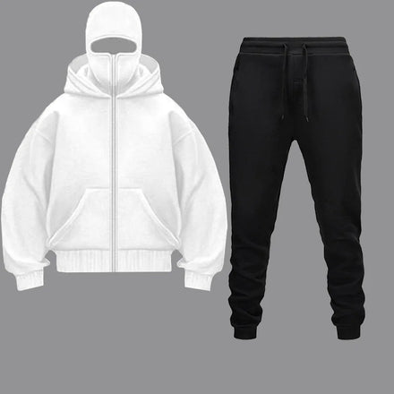 OEM custom logo embroidery printed design Cross-border new double-hooded zippered men and women zippered hoodie sweatpants set