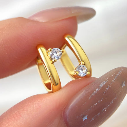 Wholesale Trendy Earring 18K Gold Plated Shinny Zircon Huggie Small Earrings Fashion Jewelry Earrings
