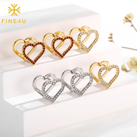 Stylish Personalized Stainless Steel Jewelry Wholesale Gold Plated Heart/Star Double Sided Diamond Ladies Earrings