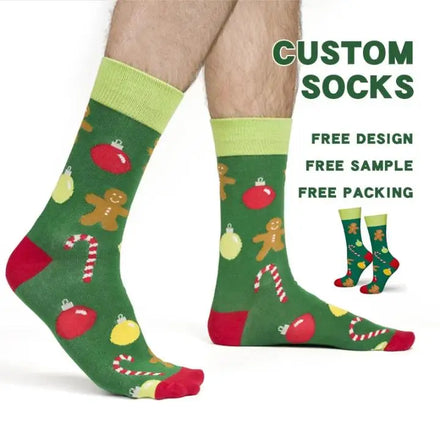 Festival Customized Logo Socks Pattern Personalized Corporate Gift Festive Crew Socks for Family