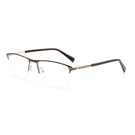 Men's Rectangle Style Optical Computer Glasses Geometric Pattern Custom OEM Manufactured Full-Rim Metal Spectacle Frames Fashion