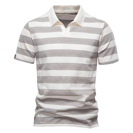 OEM Custom Logo Design Shirt Striped Casual Short-sleeved European Size Cotton Polo Shirt