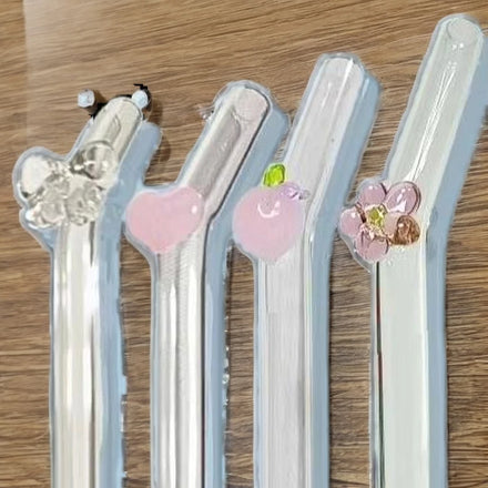 Chien Keng Eco-Friendly Handcrafted Custom Borosilicate Glass Straws CE Certified Reusable Washable Food Safe Multifunction