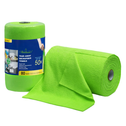Microfiber Eco-Friendly Cleaning Cloths Tear-Away Rolls 25-80 PK Washable Towels 180gsm for Kitchen Use