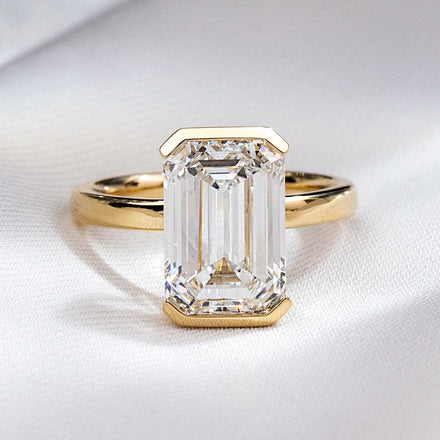 Fine Jewelry Emerald Cut 5CT D VS1 Lab Grown Diamond Ring Luxury Engagement Ring with 14K Gold for Bridal Jewelry-MSR-1879