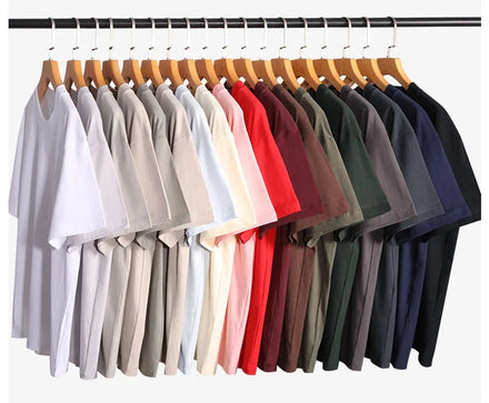 OEM Custom Logo Embroidery Printed Design 230g Heavyweight Cotton Short-sleeved Slightly Dropped Shoulder T-shirt