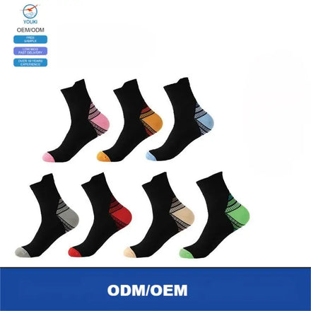 Men Black Knitted Exercise Sports Compression Socks for Running Fitness Training Hiking Cycling