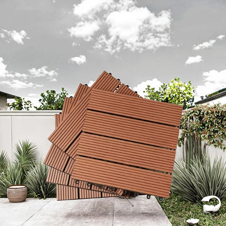 Co-extrusion Wood Grain Wpc Decking Tile Interlocking Eco Friendly Garden Balcony Wood Look Diy Deck Tile