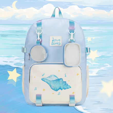 Little Conch Internal Frame Waterproof 23L Japan Style Backpack Junco Brand Sky Blue Display Pocket Student Travel Outdoor