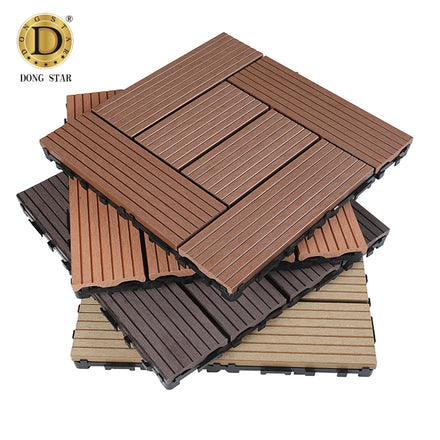 Yard Wpc Composite 300*300mm Diy 3D Wood Grain Decking Tiles Interlock Non slip Deck Tile for Outdoor Balcony