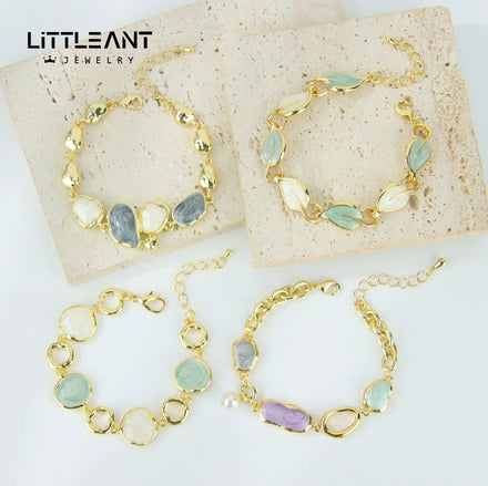 New Retro Simple Irregular Drip Oil Bracelet Wholesale Trendy Exquisite Brass Mixed Color Ladies Jewelry for Daily Wear