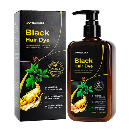 Wholesale Ginseng Color Brand Manufacturer Herbal 300ML Cover Gray Hair Dye Natural Meidu Black Hair Shampoo