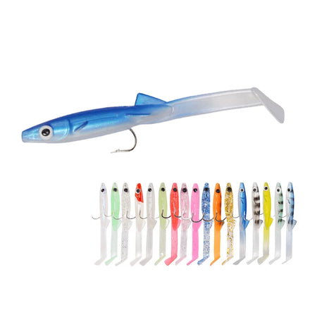Quality 70mm 1.5g T Tail Sand PVC Eel Fishing Lure Bottom 8pcs Sea Bait for Freshwater Fish Lake Ocean Boat River Fishing