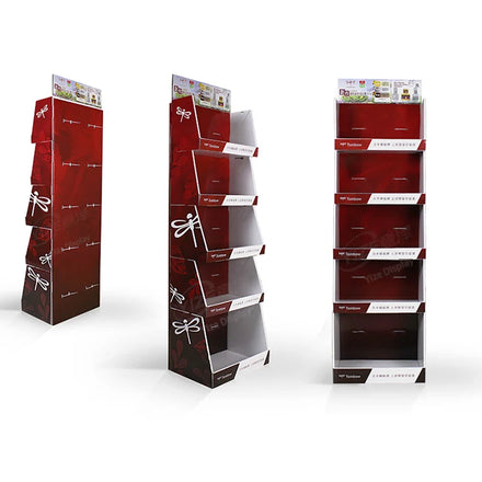 Small Stackable Cardboard Storage Display Box Organizer for Retail Store Supermarket Floor Cardboard Display Stand