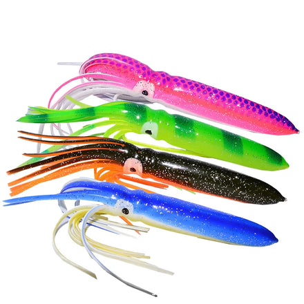 Weiyu 18cm 15g Soft PVC Tuna Fishing Lure Printed Saltwater Jigging Squid Skirt for Marlin Snapper and Shark