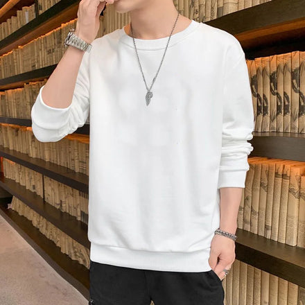 Oem customized autumn korean style loose men's casual long sleeve tshirt men's autumn sweatshirt for men's