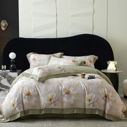 Green Modern Plant Pattern 50s Cotton 500TC High-end 4-Piece Customizable Designer Bedding Set