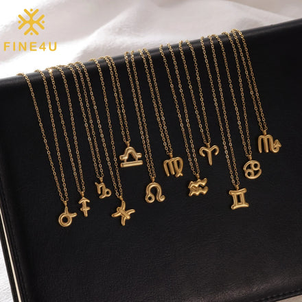 New Design Twelve Constellations Gold Plated Pendant Necklace Fashion Stainless Steel Jewelry Wholesale