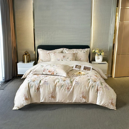 Beige 100% Cotton Home Textiles Digital Printed Duvet Cover High-end 4 Piece Designer Bedding Set Supplier