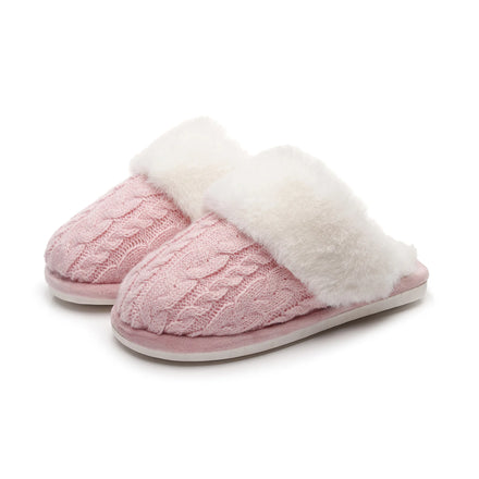 Women's Fuzzy House Slippers Comfy Memory Foam Bedroom Warm Knit Fluffy Plush Slipper for Indoor Outdoor
