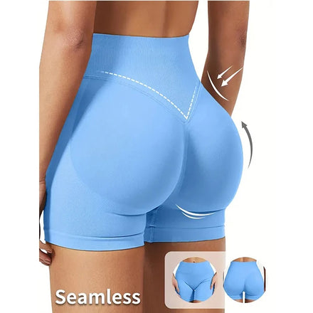 Women High-Waisted Seamless Fitness Shorts Tummy Control Compression Workout Shorts Butt-Lifting High-Elasticity Fabric