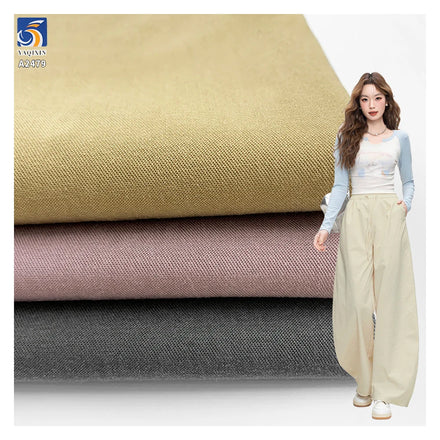 A2479 Lightweight Summer 185g/m Sand Washing 50% Lyocell 50% Cotton Woven Plain Fine Twill Fabric for Shirts and Trousers