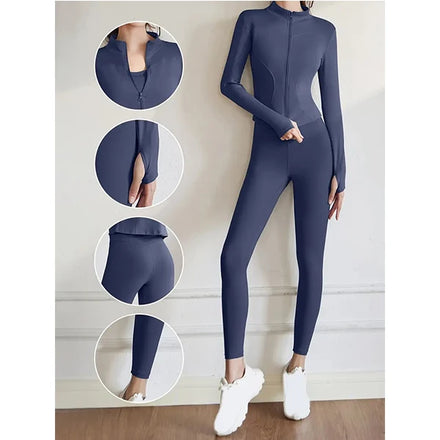 Polyester Gym Running Clothes - Long Sleeve Sports Jacket Cycling and Hiking Tightening Buttocks Pants Fitness Suit